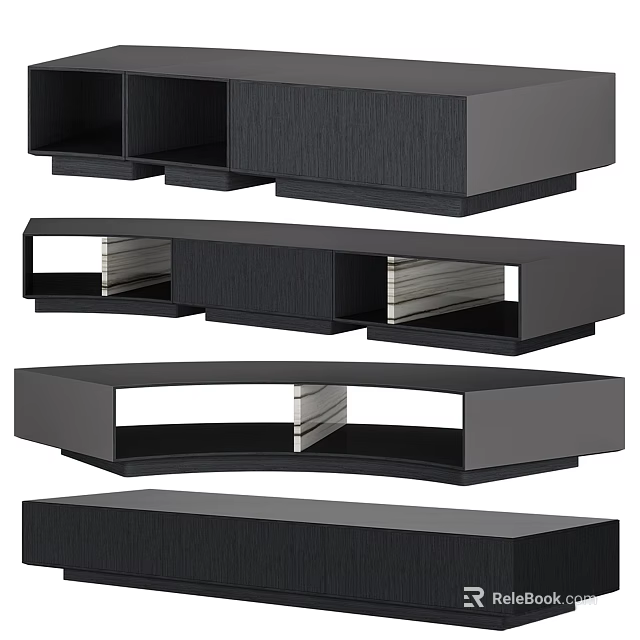 Modern Coffee Table With Sleek Layered Structure And Open Storage Compartments 3d model 