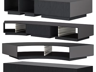 Modern Coffee Table With Sleek Layered Structure And Open Storage Compartments 3d model