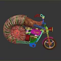 Unique Snail Shaped Red Motorcycle With Spiral Shell And Crazy Details