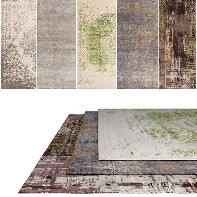 Square Rugs Collection Featuring Various Colors Textures And Unique Pattern Designs 3d model