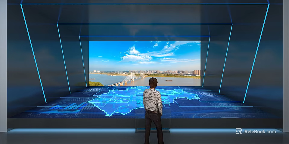 Interactive Commercial Display System With Map Projection And Scenic View For Business Use 3d model 