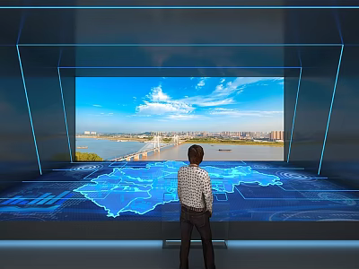 Interactive Commercial Display System With Map Projection And Scenic View For Business Use 3d model