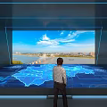 Interactive Commercial Display System With Map Projection And Scenic View For Business Use