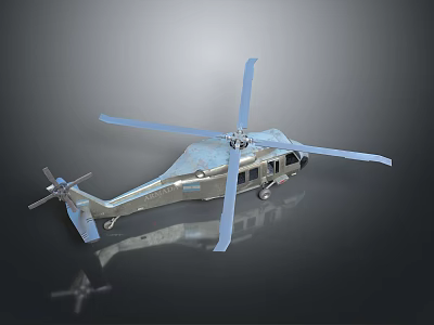 Silver Mars Helicopter Model For Space Exploration With Rotors And Reflection 3d model
