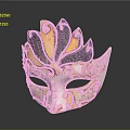 Ornate Venetian Style Mask With Gold Blue Yellow Intricate Floral Patterns
