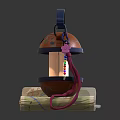 Decorative Wooden Lantern Furniture With Two Candles Folded Fabric Base Pink Lanyard And Colorful Beads