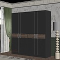 Modern Middle Style Bedroom Finished Wardrobe Black Wardrobe Combination 3d model