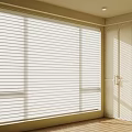 Modern Interior Room With White Window Blinds And Sunlight Shadow