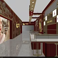 Luxurious Jewelry Store Interior With Red Gold Decor Display Cases And Counters