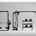 Home Gym Sports Equipment Including Squat Rack Dumbbells And Cable Training Machine