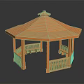 Wooden Octagonal Gazebo Outdoor Garden Structure With Classic Roof Railing And Bench