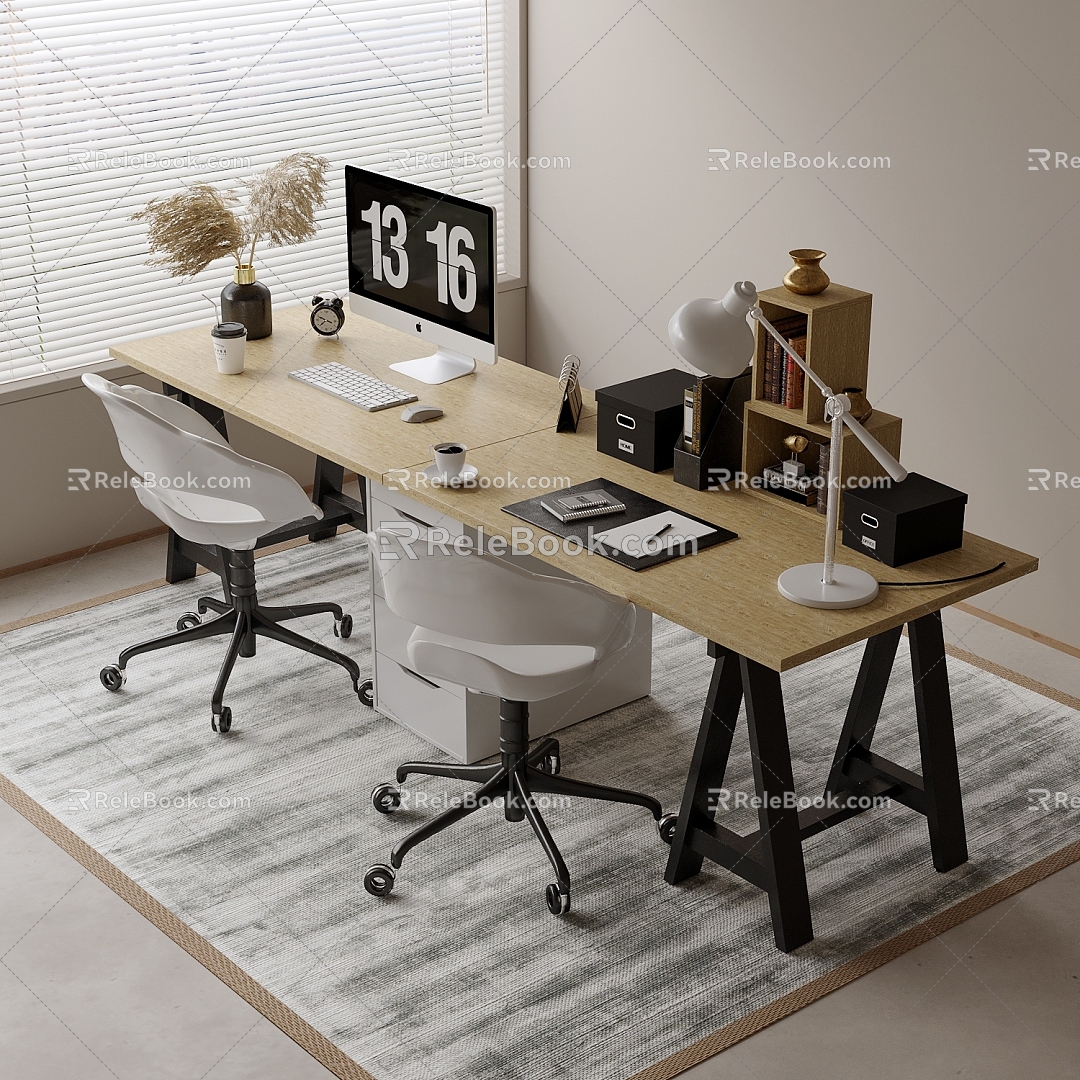 Office desk and chair combination 3d model