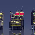 Future Architecture Design Multiple Modern Buildings With Vibrant Neon Lights And Reflective Surfaces