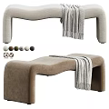 Modern Fabric Sofa Bench With Draped Blanket And Multiple Color Swatches 3d model
