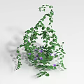 Trailing Vines With Lush Green Leaves And Small Purple Flowers
