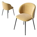Modern Beige Fabric Dining Chair With Black Metal Legs And Stylish Comfortable Design