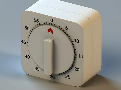 White Square Kitchen Timer With Rotary Dial Numbered Scale And Control Knob 3d model