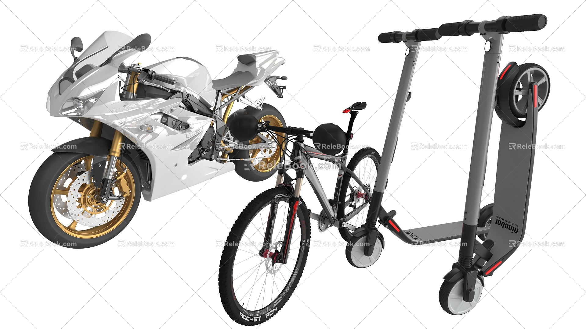 Vehicle Motorcycle Bicycle Flat Car 3d model