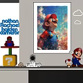 Mario Character Portrait Art With Pixel Mosaic Design And Game Decor Elements 3d model