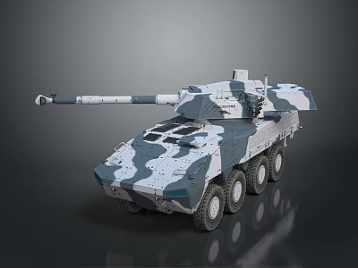 Modern Armored Camouflage Six Wheeled Military Vehicle With Cannon Turret 3d model