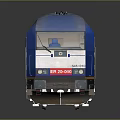 Blue Train Locomotive with Shiny Metallic Finish Detailed Exterior Top Equipment Wheels on Reflective Surface