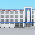 Modern Law Enforcement Office Building Serving Public with White Blue Facade and Multiple Floors