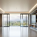 Modern Sideboard With Marble Backsplash Glass Door Shelves And Light Cabinetry