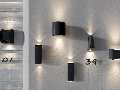 Modern Black Wall Lamps With Sleek Design And Various Styles For Home Lighting 3d model