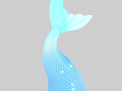 Blue Mermaid Tail Garden Ornament with Shiny Scaled Design for Outdoor Decor 3d model