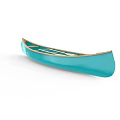 Turquoise Classic Canoe With Wooden Trim And Traditional Interior Seats Design