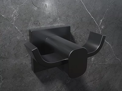 Modern Black Wall Mounted Hook For Gray Marble Bathroom Wall Decor 3d model