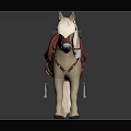 Beige Toy Horse With Red Saddle Green Accents And White Mane