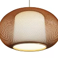 Modern Woven Oval Shaped Pendant Lights Set of Four with Natural Brown Cream Design