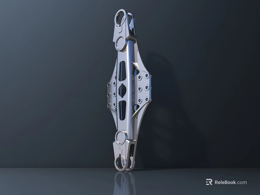 Smart Machine Metal Component With Silver Elongated Structure And Connecting Holes On Gray Surface 3d model 