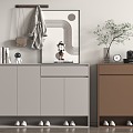 Entrance Shoe Cabinet Wood Low Cabinet 3d model