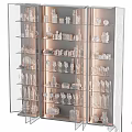 Modern Glassware Display Cabinet Interior With Various Wine Glasses Vases And Plates