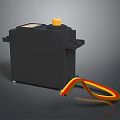 Black Servo Motor With Yellow Adjustment Knob And Colored Wires For Mechanical Use