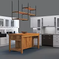 Modern Kitchen Interior Design With White Cabinets And Wooden Island Counter