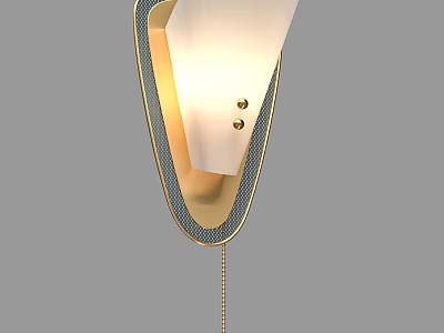 Modern Wall Lamp With Golden Frame Chain Switch And Soft Lighting Design 3d model