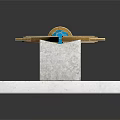 Ornate Decorative Sword With Blue Gem And Gold Accents On White Stand