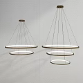 Modern Multi Layer Circular Chandeliers With Wooden Frames And White Panels 3d model