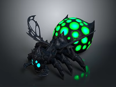 sci-fi style mechanical bee mechanical bee luminous bio-mechanical insect sci-fi creature future bio-mechanical carapace luminous eye mechanical wing 3d model