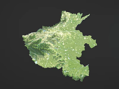Green Map Themed 3D Wall Decor With Terrain Features And Dark Gray Background 3d model