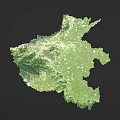 Green Map Themed 3D Wall Decor With Terrain Features And Dark Gray Background 3d model