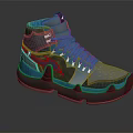 High Top Blue And Gray Sports Shoes With Blue Laces And Structured Sole Design