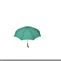 Green Umbrella With Black Curved Handle Classic Design And Waterproof Material