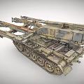Military Tank With Extended Mechanical Bridge Arms Tracked Armored Weapon Vehicle Design