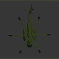 Realistic Green Helicopter Model Featuring Multi Rotor Design And Detailed Fuselage Structure 3d model
