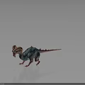 Fantasy Monster 3D Model With Curved Horns Spikes And Blue Green And Pink Scaly Skin
