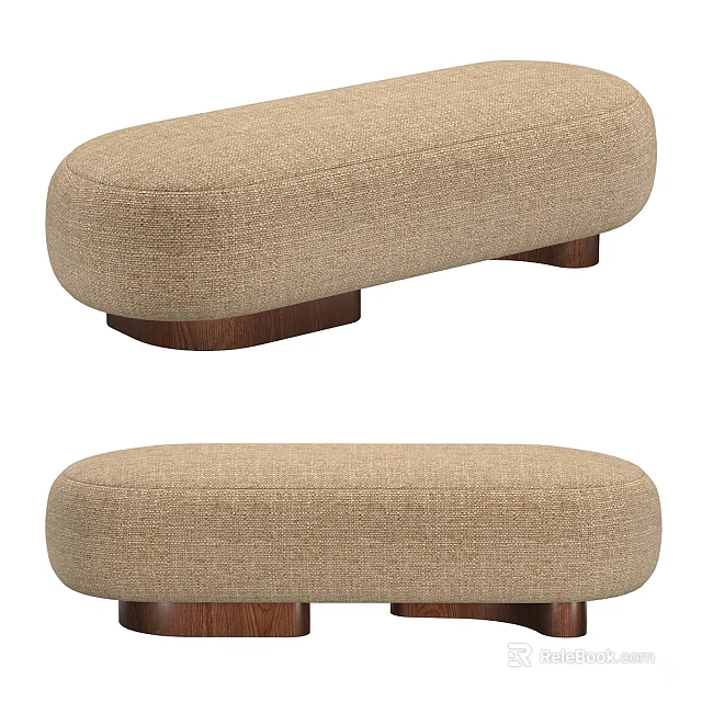 Light Brown Upholstered Sofa Bench with Wooden Legs and Modern Minimalist Design 3d model 